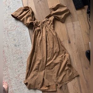 Like New Abercrombie & Fitch Brown Polka Dot Puff Sleeve Dress